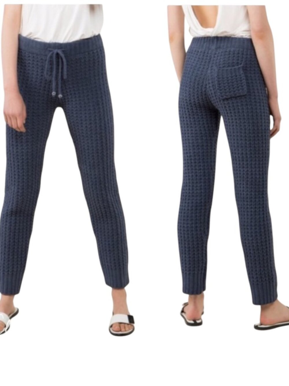 POL Blue Chenille Waffle Knit Pants Size Medium